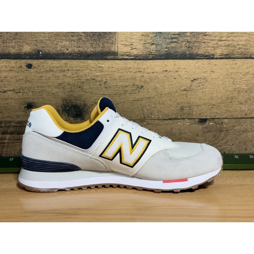 🔥 NEW- New Balance Classics 574 Men's Shoes Sz 10 Grey/Yellow/Navy $247 Retail
